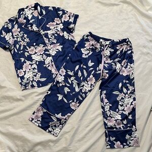 In Bloom By Jonquil Satin Floral Pajama Set S